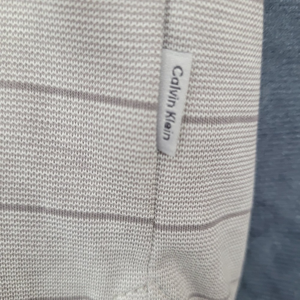 Calvin Klein Polo Shirt L‎ Gray Stripe Classic Fit Short Sleeve Casual Menswear - Picture 5 of 10